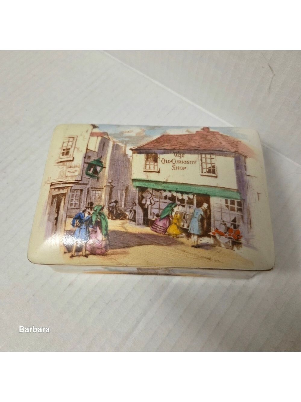 Vintage 50s Handpainted Royal Winton Grimwades Old Curiousity Store Ceramic Box